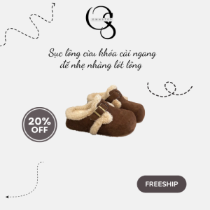 [OWNSTEP]Sục lông cừu khóa cài ngang đế nhẹ nhàng lót lông êm ấm phong cách Hàn Quốc trẻ trung