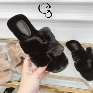 Alternative view of Dép lông chữ H nữ QCCC FULLBOX, lót lông êm ái, giữ ấm tốt phù hợp cho Thu Đông