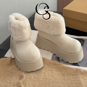 Alternative view of Bốt Nữ Cổ Lông Phong Cách Hàn Quốc, Đế Bánh Mì Cao 7cm Tôn Dáng, Dáng Xinh Dễ Phối Đồ