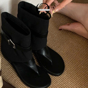 Alternative view of Bốt Nữ Xỏ Ngón Phong Cách Pháp, Đế Cao 5cm Tôn Dáng, Thiết Kế Thời Trang Hiện Đại