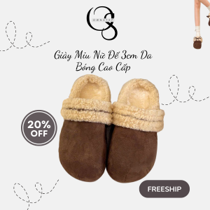 Dép sục nữ da lộn lót full lông cừu, đi bao êm ấm, mềm mại, cực hợp mùa Thu Đông