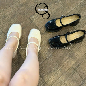 Alternative view of Giày Miu Nữ Đế 3cm Da Bóng Cao Cấp, Giày Búp Bê Đi Học Đi Chơi Màu Đen/Kem