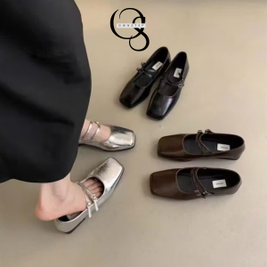 Alternative view of Giày Búp Bê Nữ, Giày Mary Jane Mũi Vuông Da PU Mềm Kèm 2 Quai Ngang Đế Bằng Đủ Size