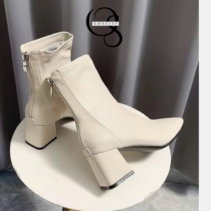 Alternative view of Bốt Nữ cổ thấp, giày Boots da mềm lót nỉ khoá sau cao cấp Boot mũi vuông boots lửng thời trang đế cao 5cm