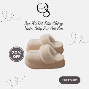 Sục Nữ Bít Đầu Chống Nước, Giày Sục Giữ Ấm Mùa Lạnh Đế Cao 5cm