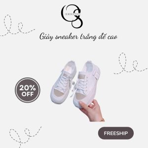 Giày Sneaker Trắng Đế Cao Phối Màu Be – Trẻ Trung, Dễ Phối Đồ